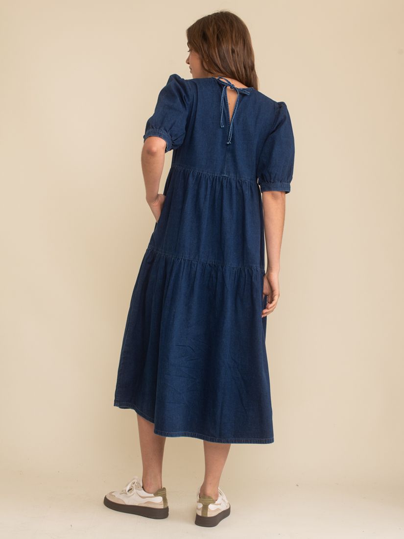 Nobody's Child Rochelle Organic Cotton Denim Midi Dress, Dark Indigo