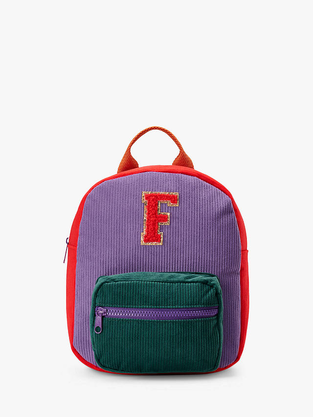Small Stuff Kids' Initial Colour Block Backpack, Multi, F