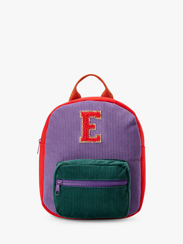 Small Stuff Kids' Initial Colour Block Backpack, Multi, E