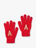 Small Stuff Kids' Initial Knitted Gloves, Red/Multi