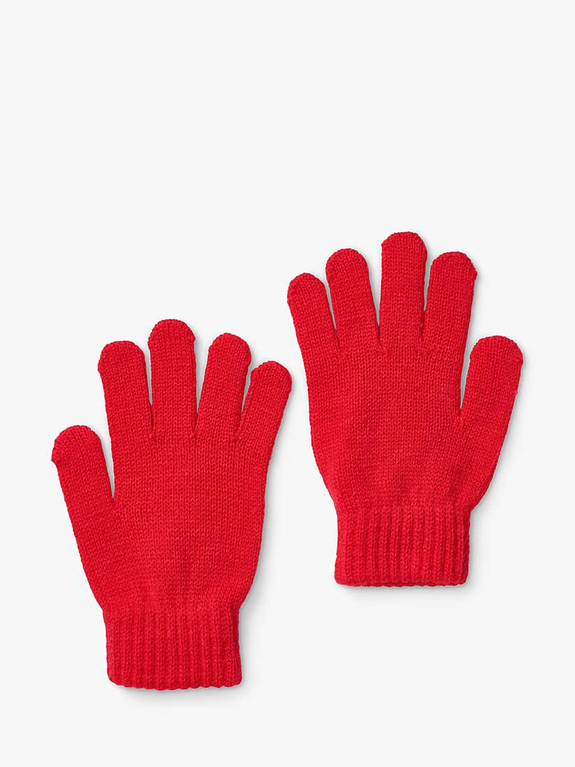 Buy Small Stuff Kids' Initial Knitted Gloves, Red/Multi Online at johnlewis.com