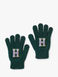 Small Stuff Kids' Initial Knitted Gloves, Green/Multi, H