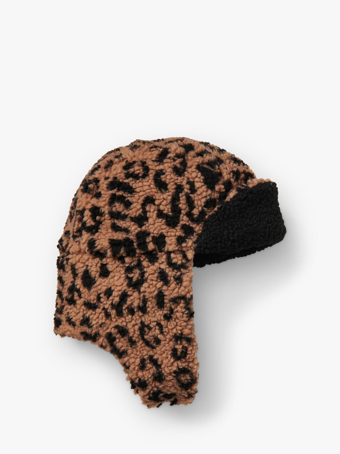 Small Stuff Kids' Leopard Borg Deerstalker Hat, Natural Beige/Black, 6-9 years