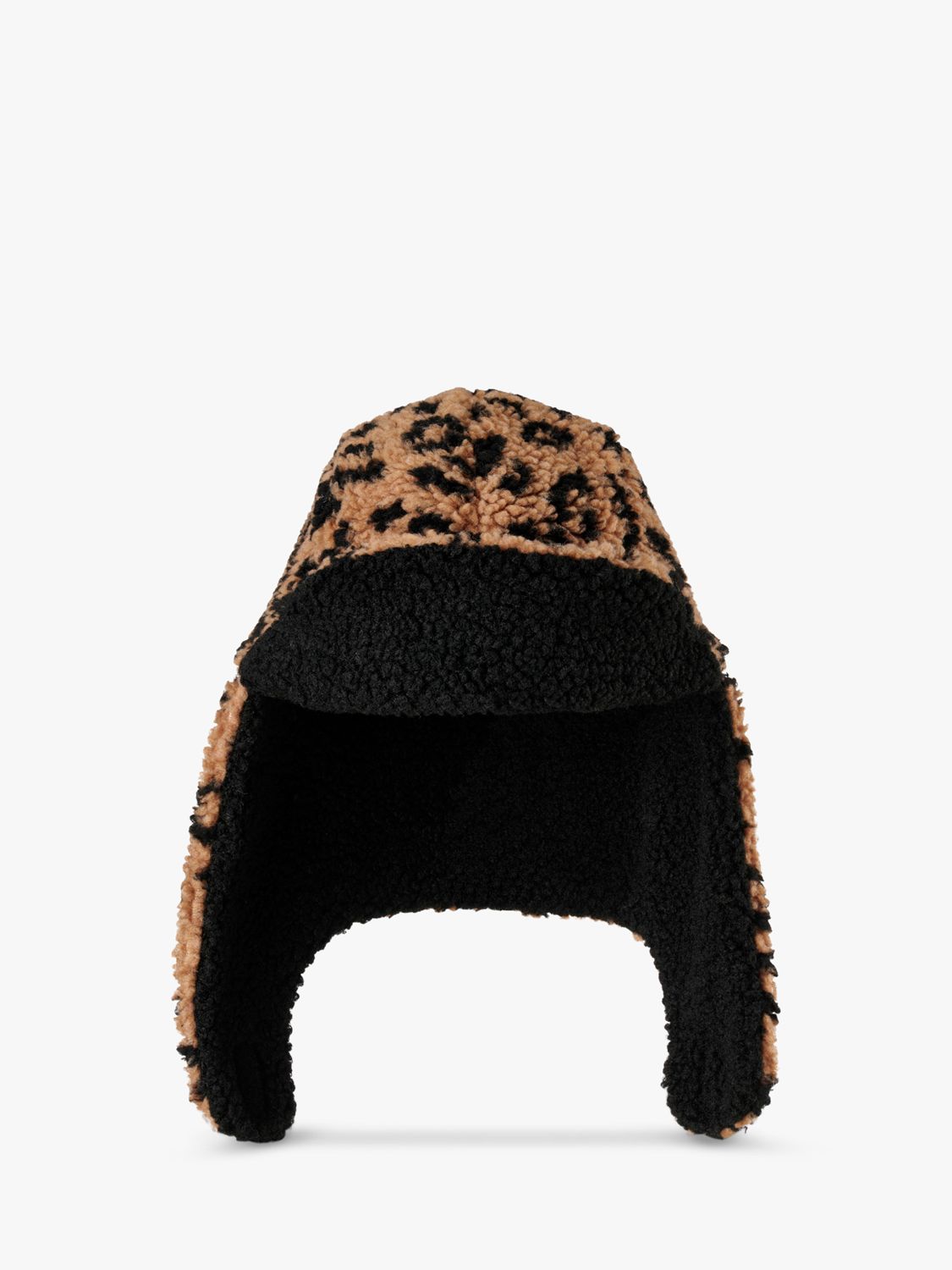 Small Stuff Kids' Leopard Borg Deerstalker Hat, Natural Beige/Black, 6-9 years