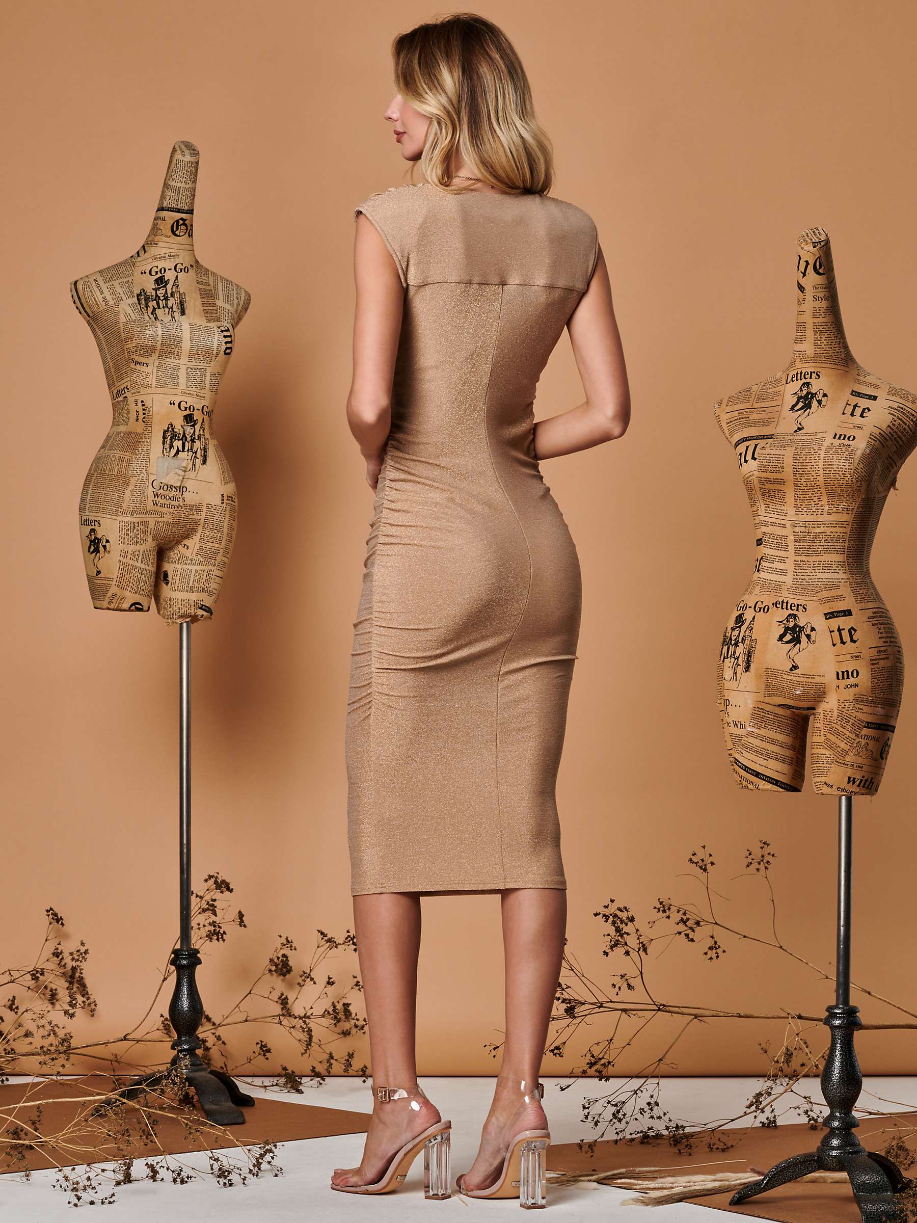 Buy Jolie Moi Metallic Sparkly Ruched Bodycon Dress Online at johnlewis.com