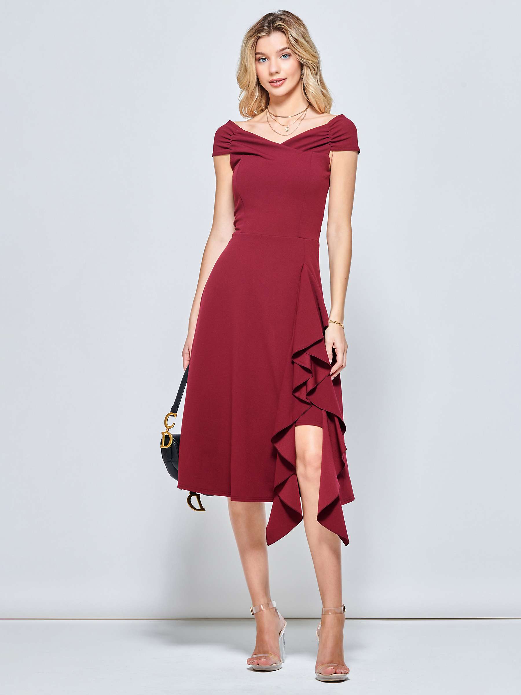 Buy Jolie Moi Skylar Off Shoulder Ruffle Hem Dress Online at johnlewis.com