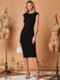 Jolie Moi Metallic Sparkly Ruched Bodycon Dress, Black