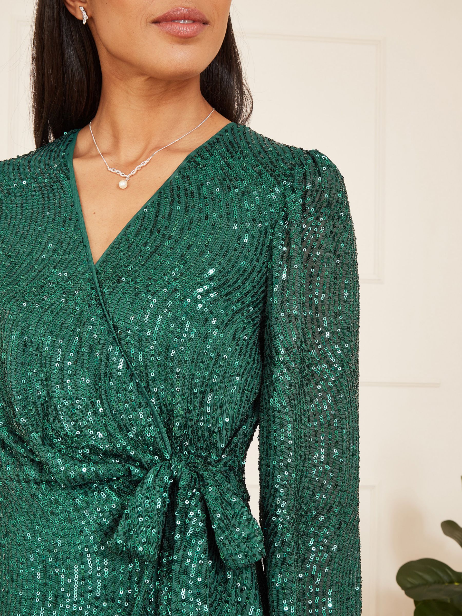 Buy Yumi Sequin Frill Wrap Dress Online at johnlewis.com