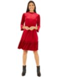 Yumi Velvet Skater Dress, Red