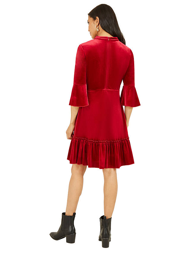 Yumi Velvet Skater Dress, Red
