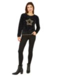 Mela London Star Pearl Detail Christmas Jumper, Black