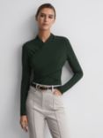 Reiss Ellie Crossover Front Long Sleeve Top, Green