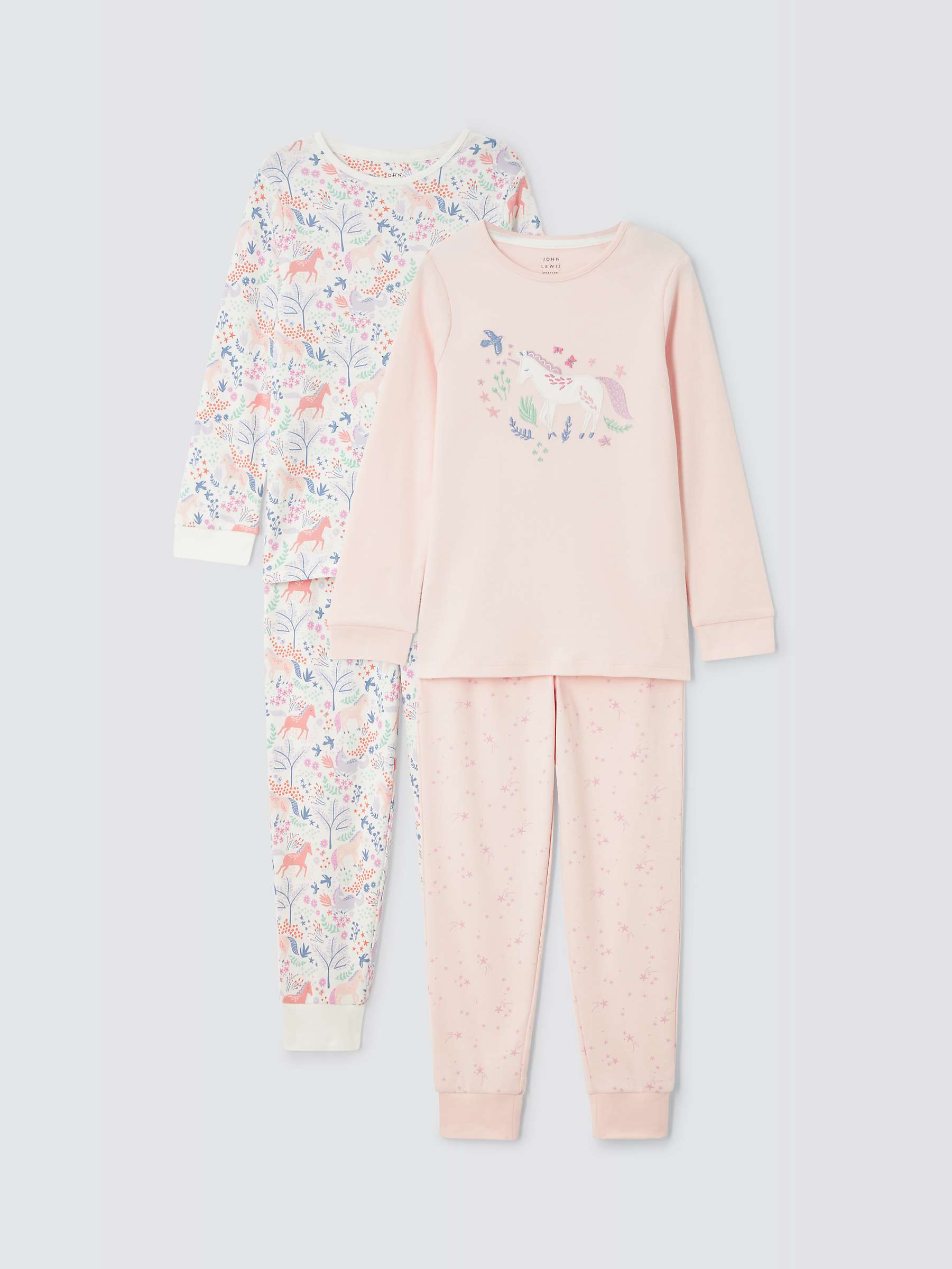 Buy John Lewis Kids' Unicorn Star Pyjamas, Set of 2, Pink Online at johnlewis.com