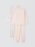 John Lewis Kids' Unicorn Star Pyjamas, Set of 2, Pink
