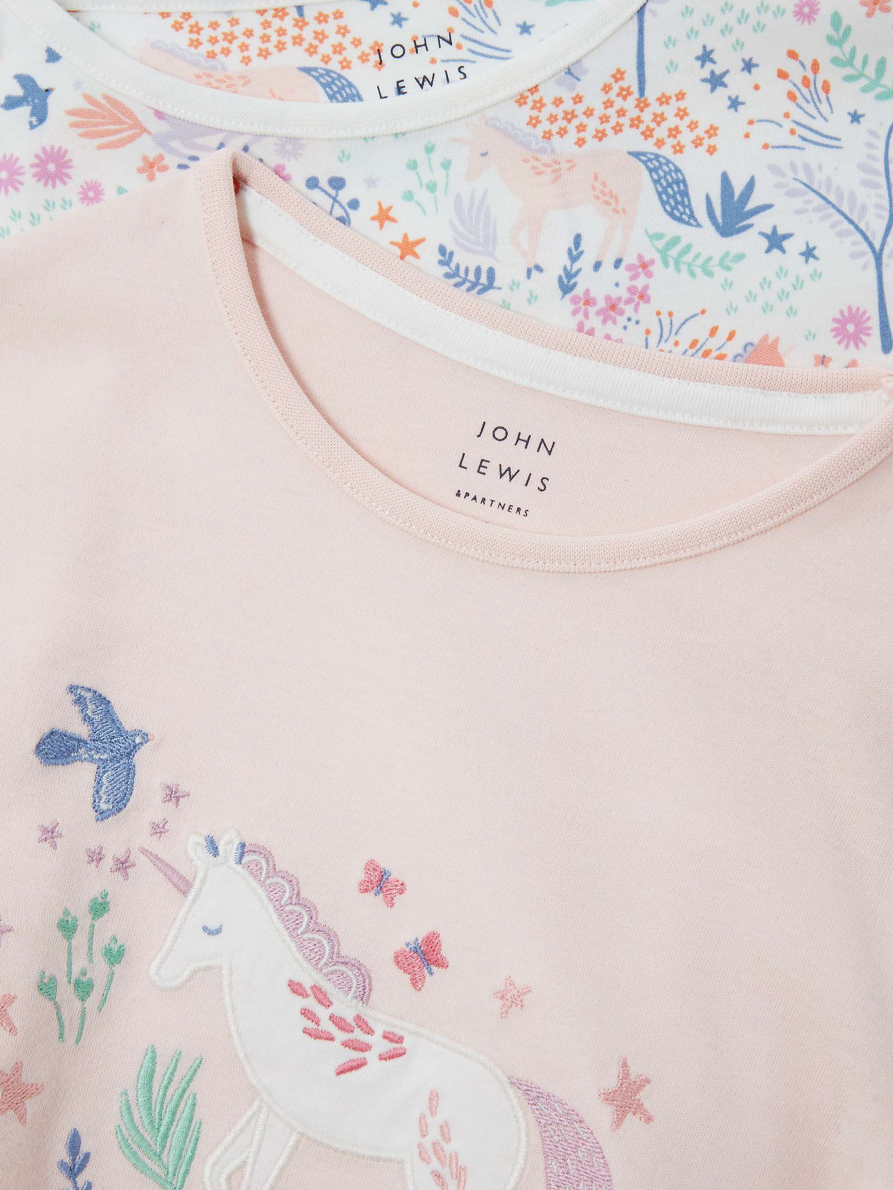 Buy John Lewis Kids' Unicorn Star Pyjamas, Set of 2, Pink Online at johnlewis.com