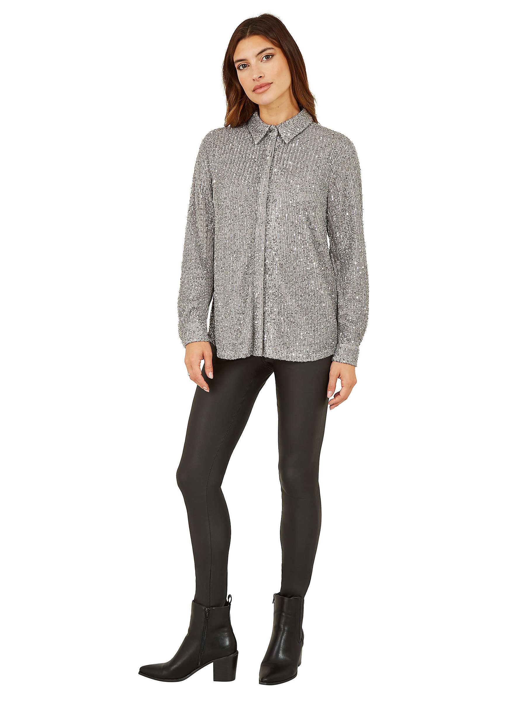 Buy Yumi Silver Sequin Shirt Online at johnlewis.com