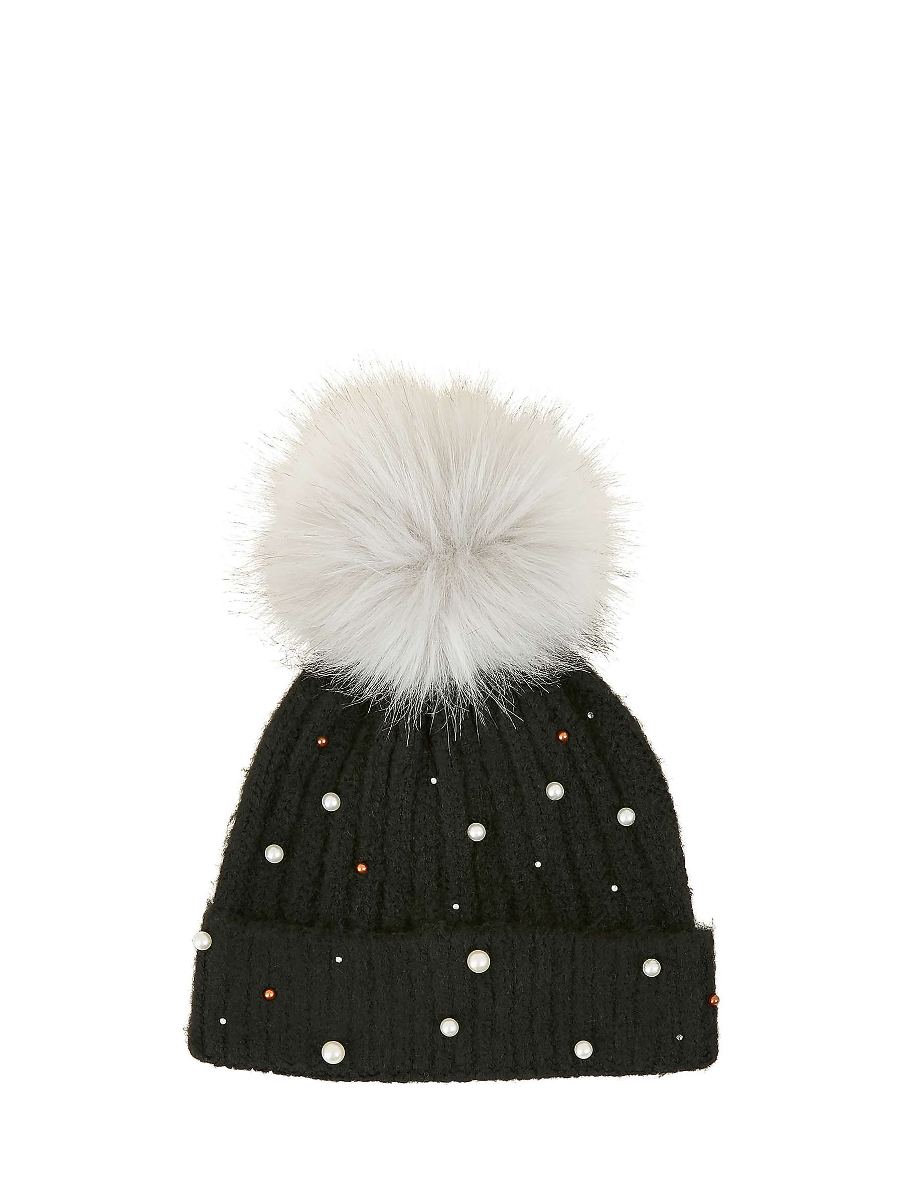 Buy Yumi Pearl Embellished Hat, Black Online at johnlewis.com