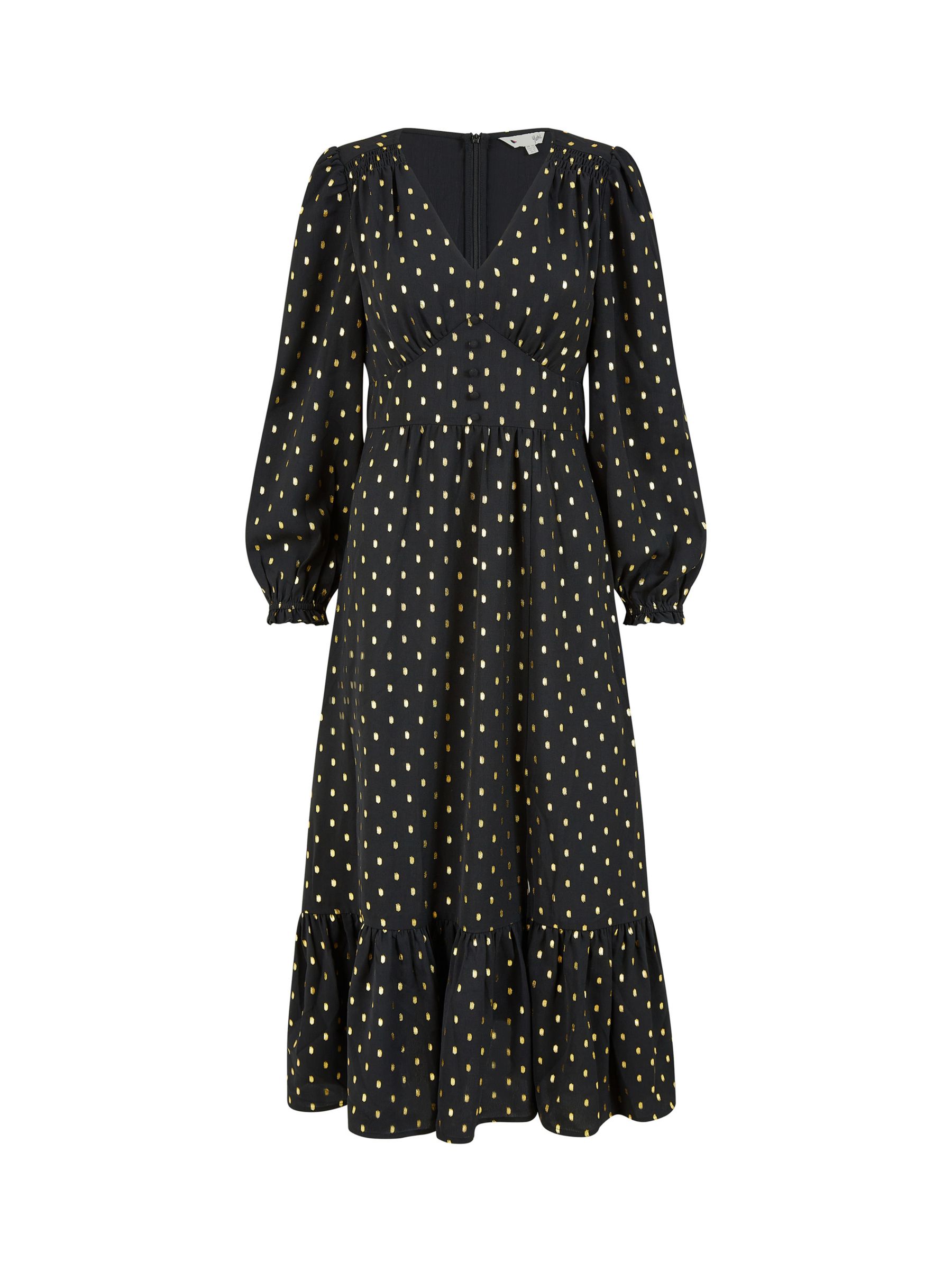 Yumi Foil Print Midi Dress, Black at John Lewis & Partners
