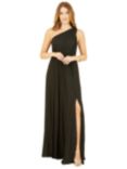 Yumi Shimmer Pleated Split Hem Maxi Dress, Black, Black