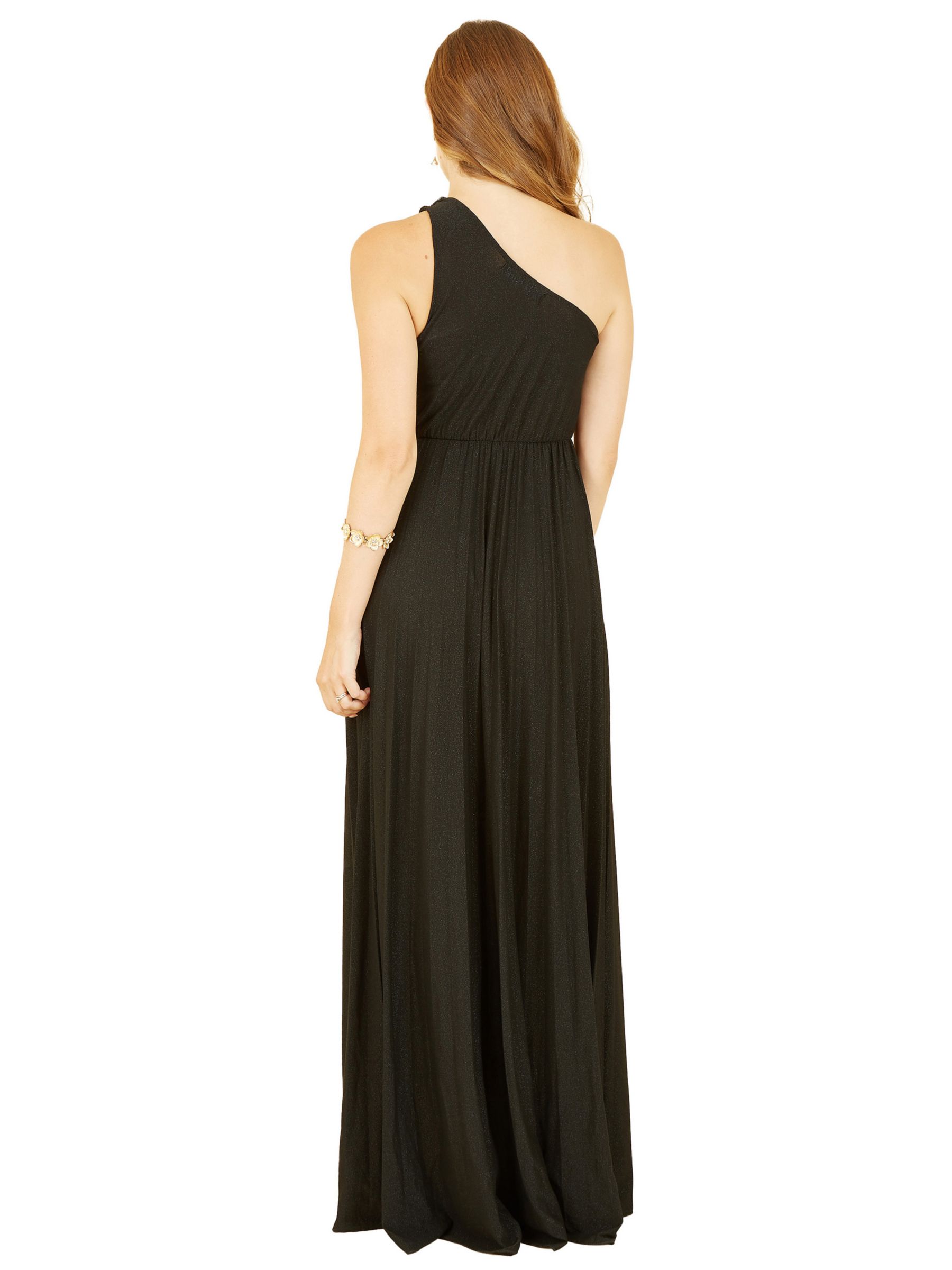 Yumi Shimmer Pleated Split Hem Maxi Dress, Black at John Lewis & Partners