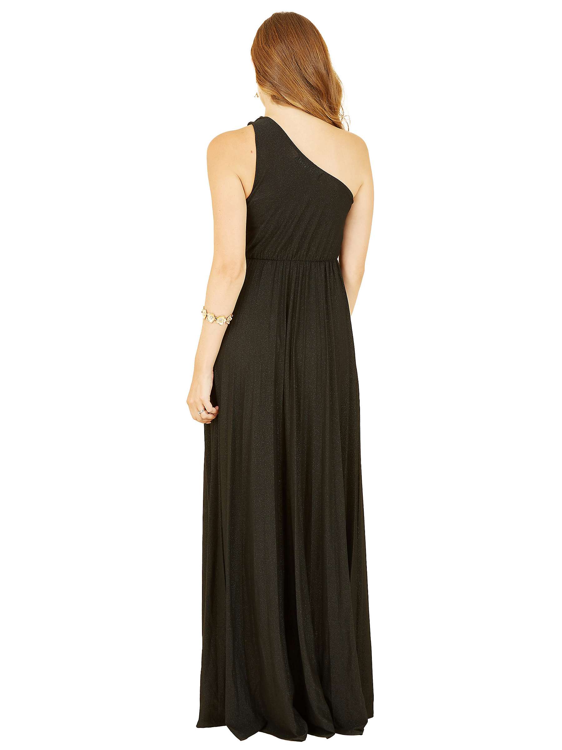 Buy Yumi Shimmer Pleated Split Hem Maxi Dress, Black Online at johnlewis.com