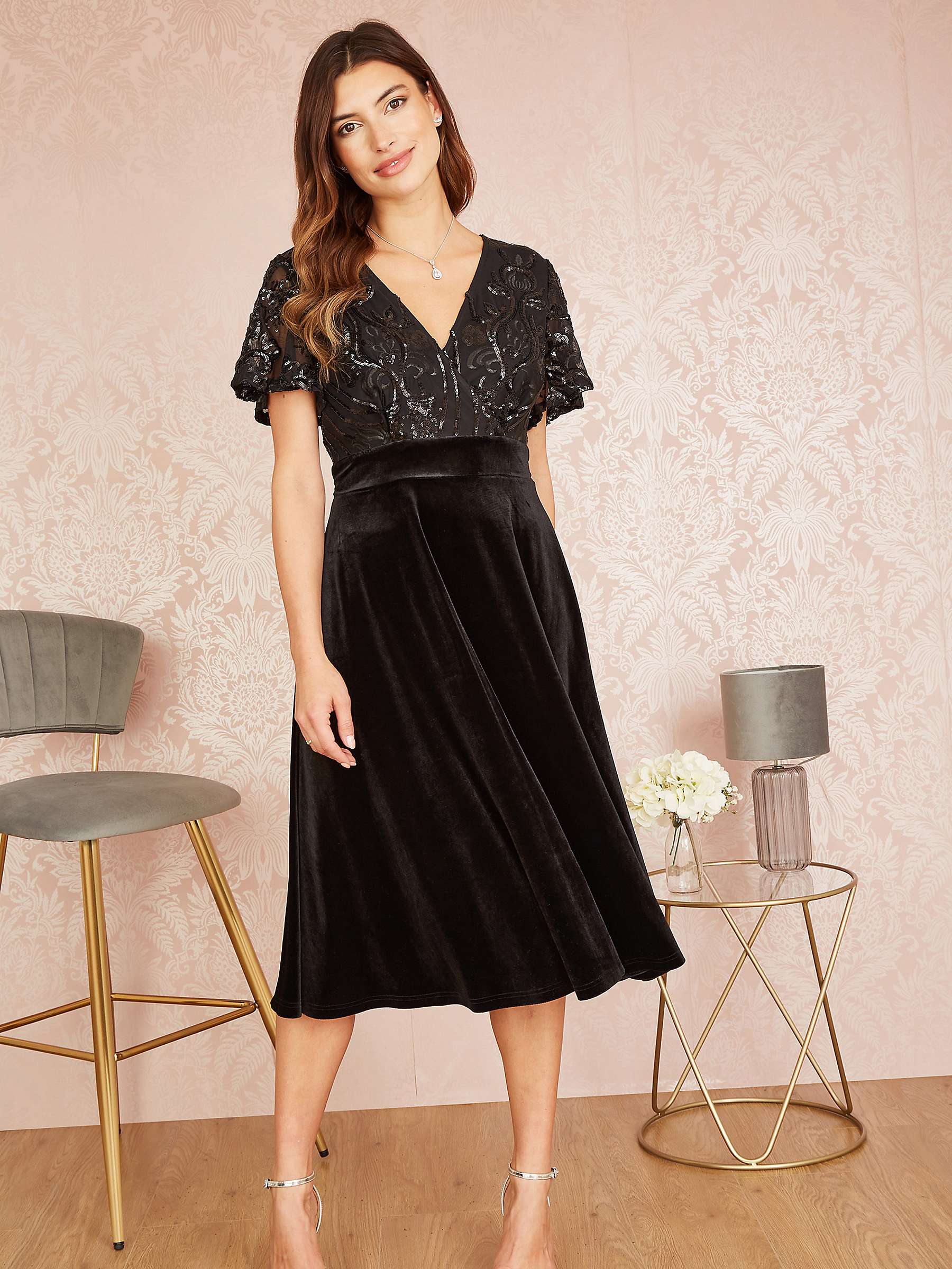 Buy Yumi Embellished Velvet Midi Dress Online at johnlewis.com