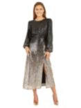 Yumi Sequin Ombre Long Sleeve Midi Dress