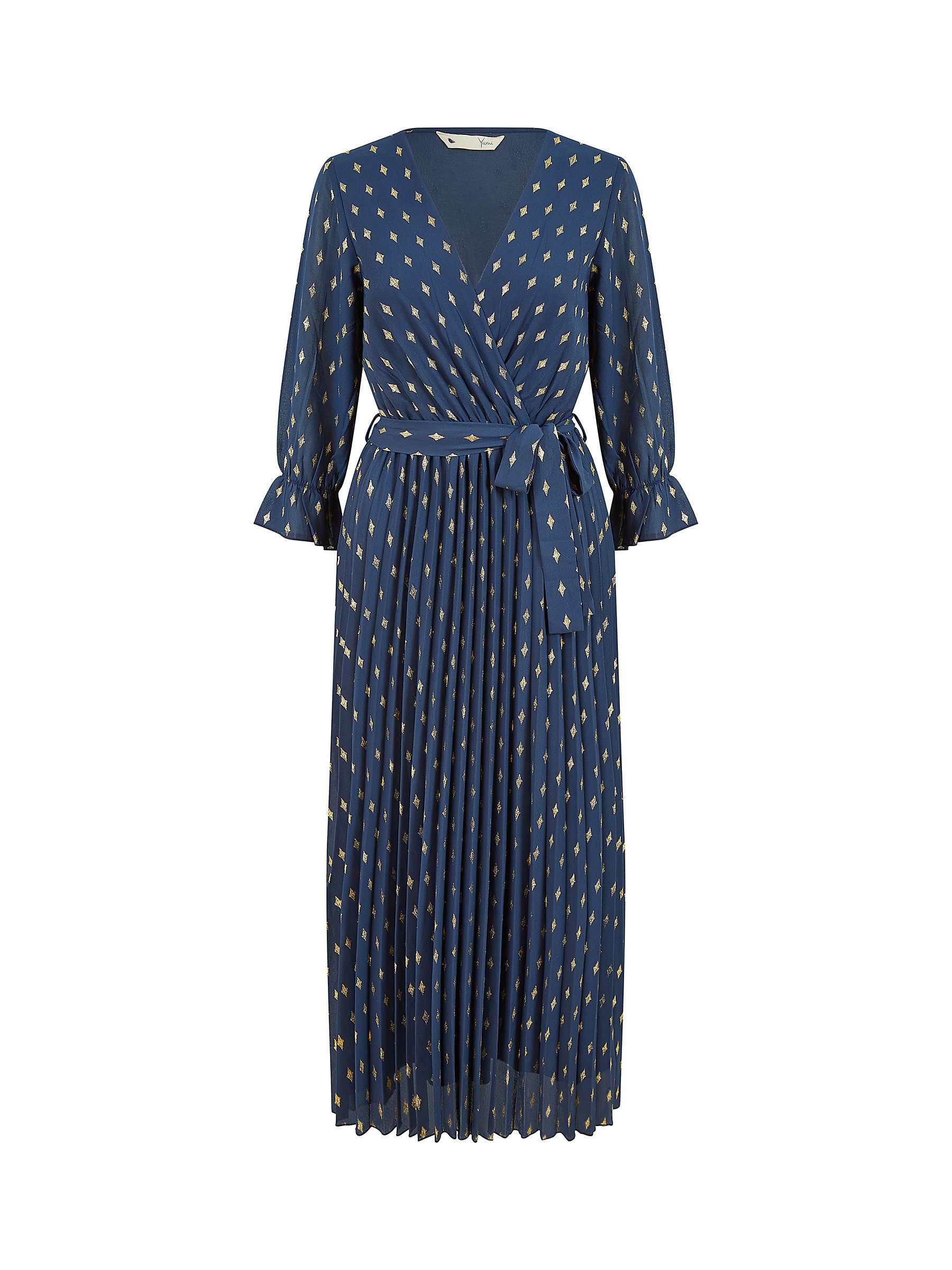 Buy Yumi Foil Print Wrap Midi Dress, Navy Online at johnlewis.com