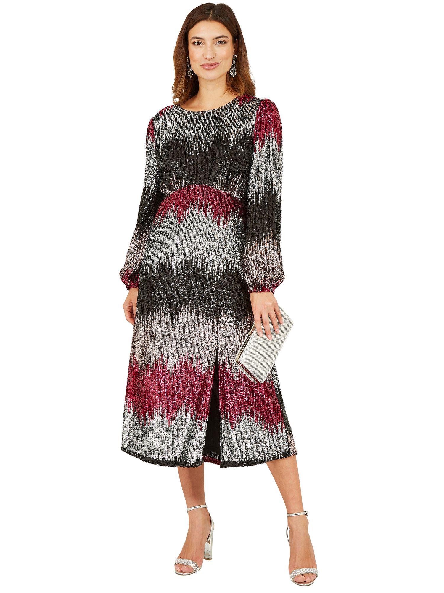 Yumi Sequin Ombre Long Sleeve Midi Dress, Multi at John Lewis & Partners