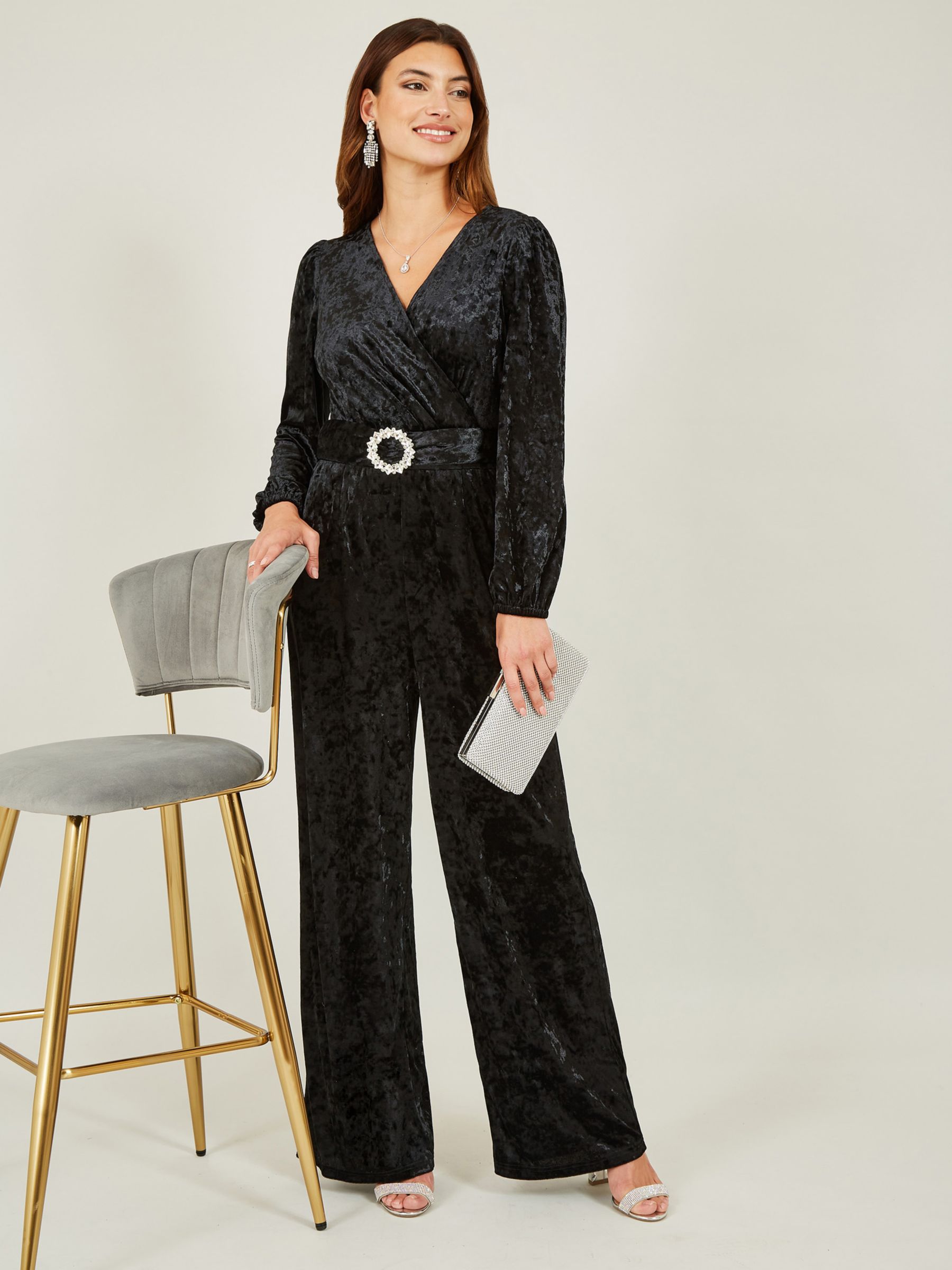 Black Lux Wide Leg Trousers - Sale from Yumi UK