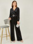 Yumi Velvet Long sleeve Jumpsuit, Black