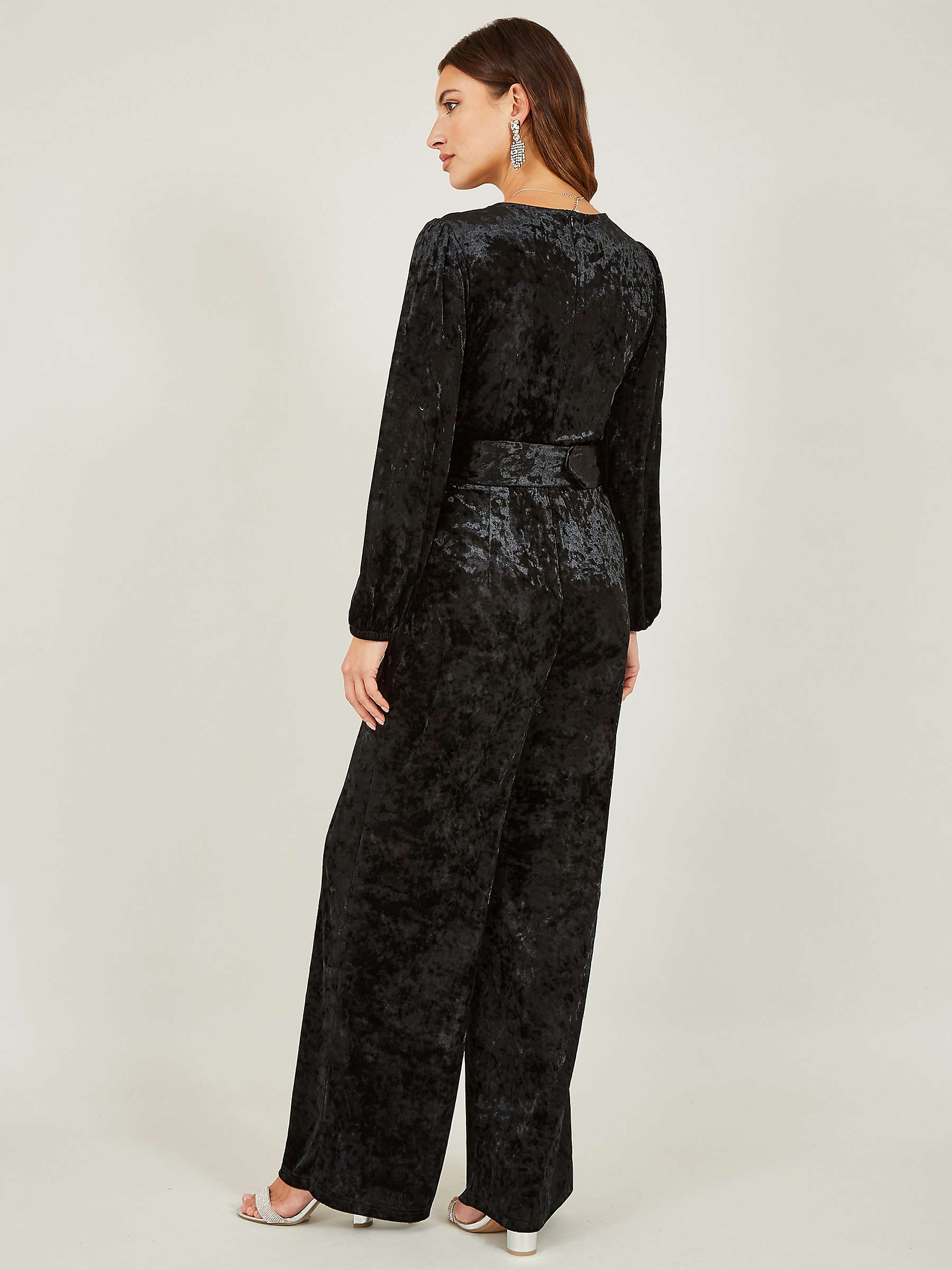 Buy Yumi Velvet Long sleeve Jumpsuit, Black Online at johnlewis.com