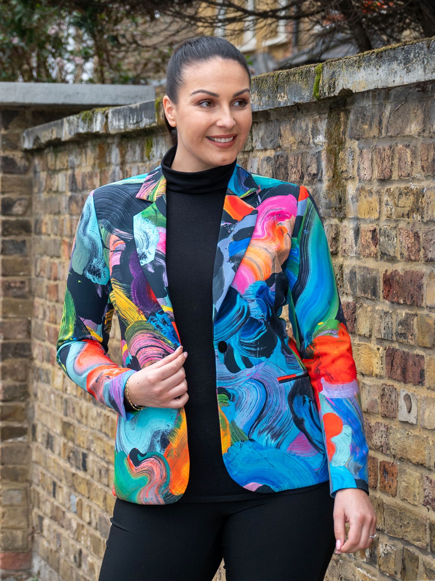 Buy chesca Abstract Print Blazer Jacket, Black/Multi Online at johnlewis.com