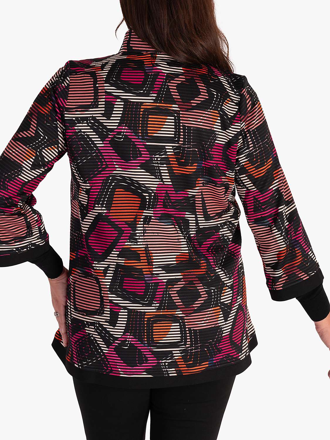 Buy chesca Abstract Geometric Print Contrast Panels Jacket, Black/Peony Online at johnlewis.com