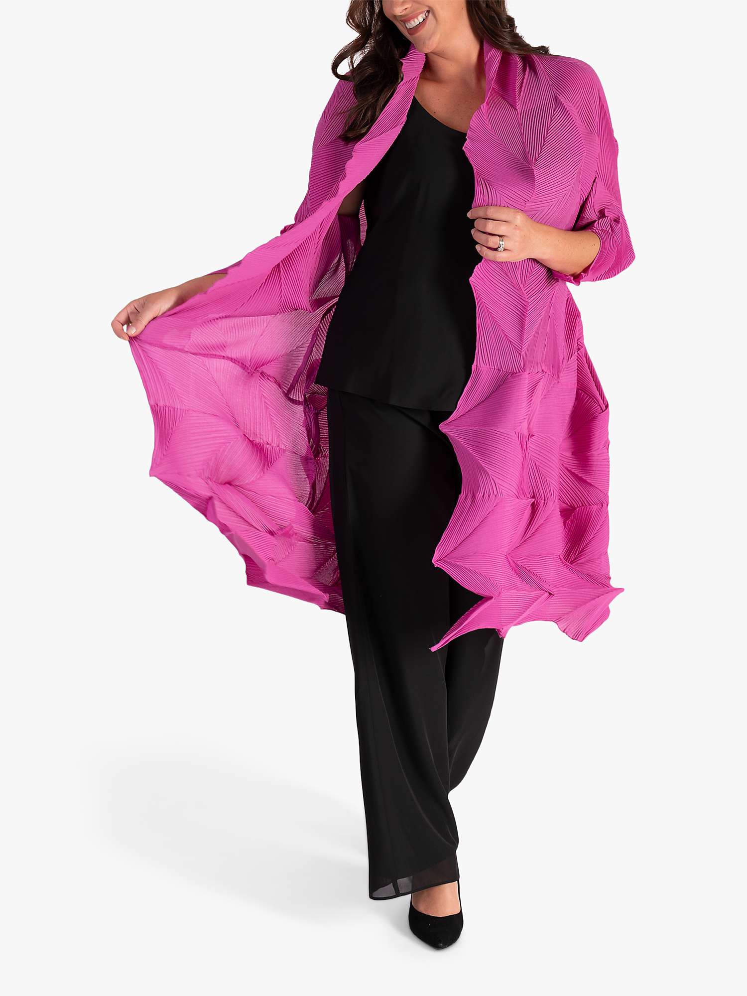 Buy chesca Fuschia 3-D Pleated Long Shrug Online at johnlewis.com