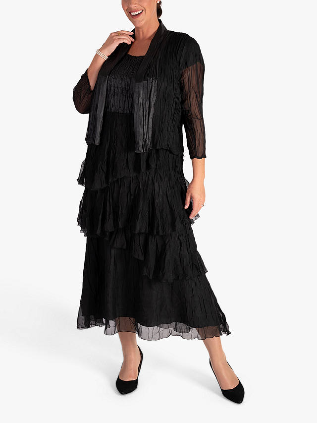 chesca Tiered Midi Dress, Black