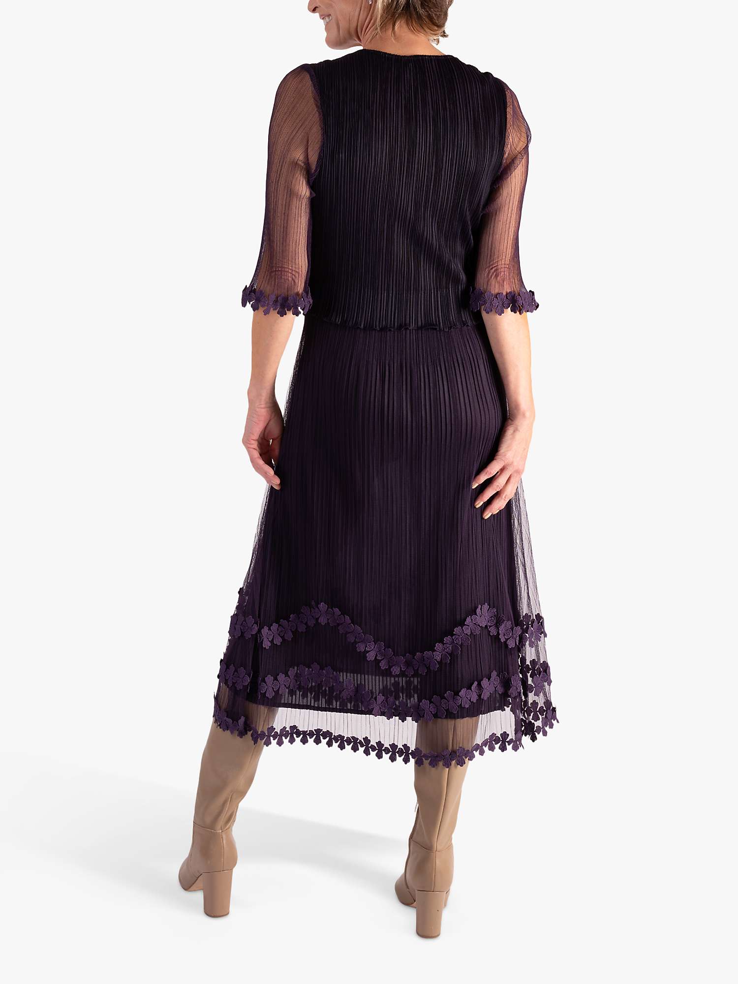 chesca Mock Layer Daisy Chain Dress, Grape at John Lewis & Partners