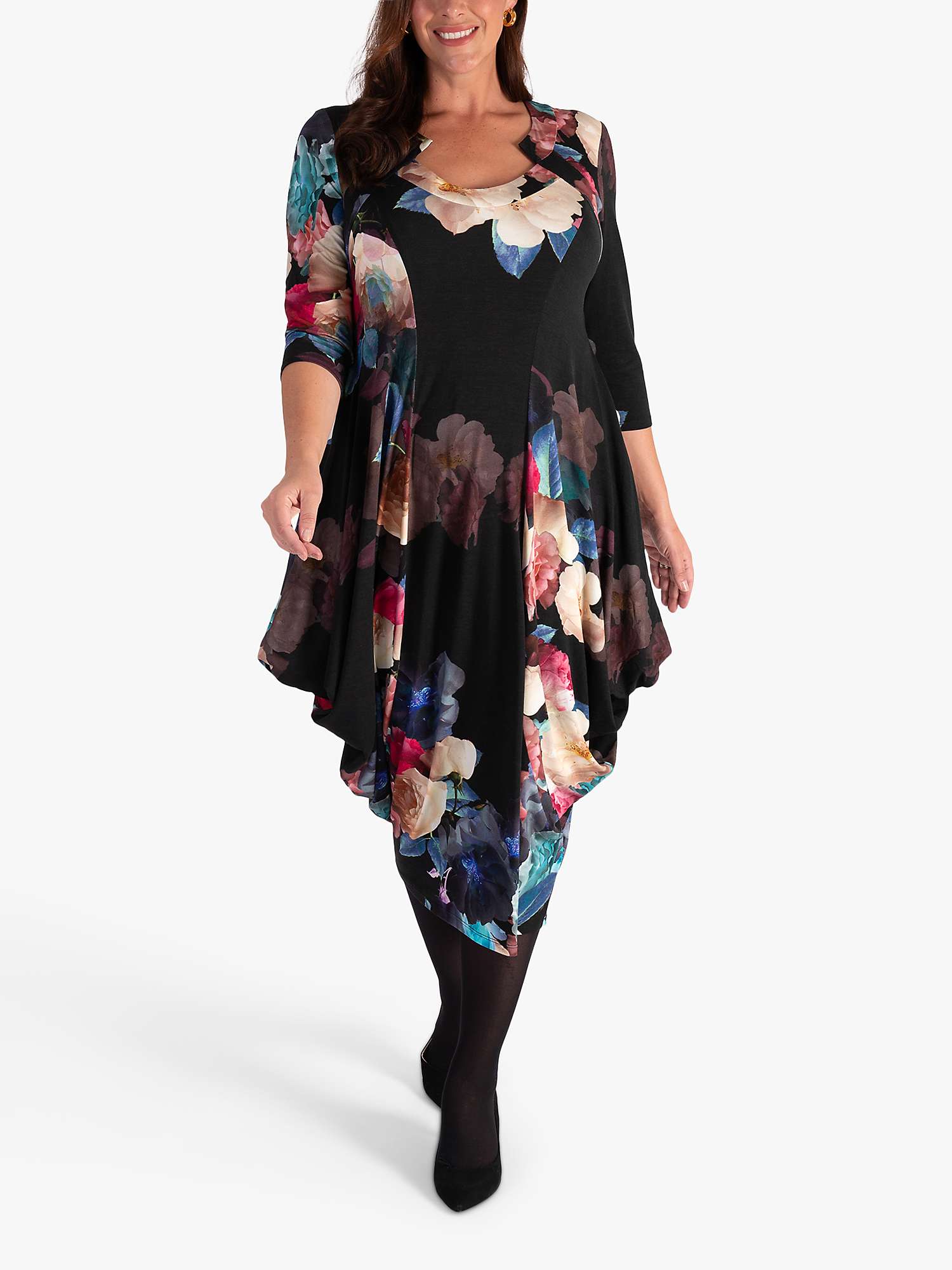 Buy chesca Melody Rose Print Draped Jersey Dress, Black/Multi Online at johnlewis.com