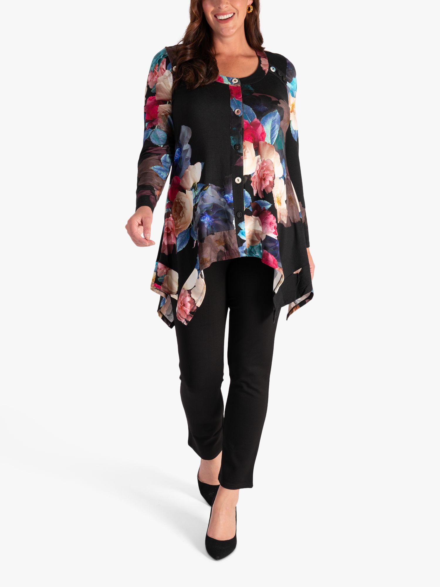 chesca Melody Print Jersey Top, Black/Multi at John Lewis & Partners
