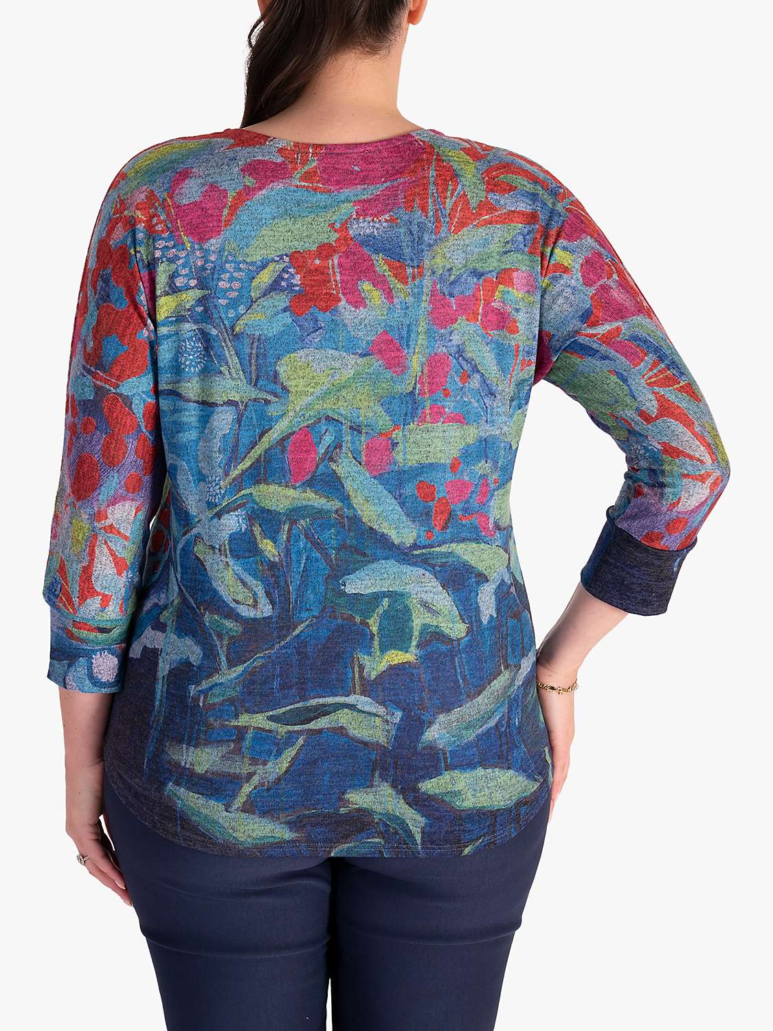 Buy chesca Floral Jersey Top, Aqua/Multi Online at johnlewis.com