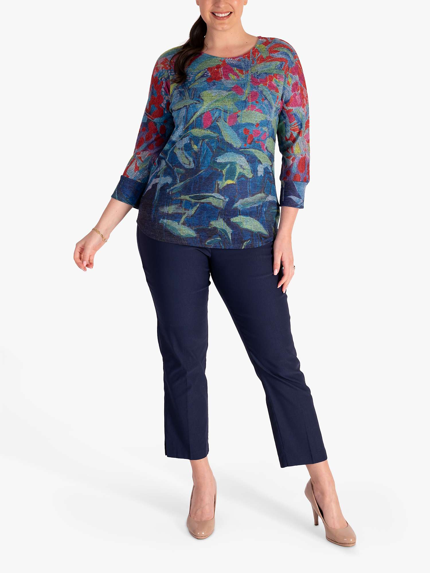 Buy chesca Floral Jersey Top, Aqua/Multi Online at johnlewis.com