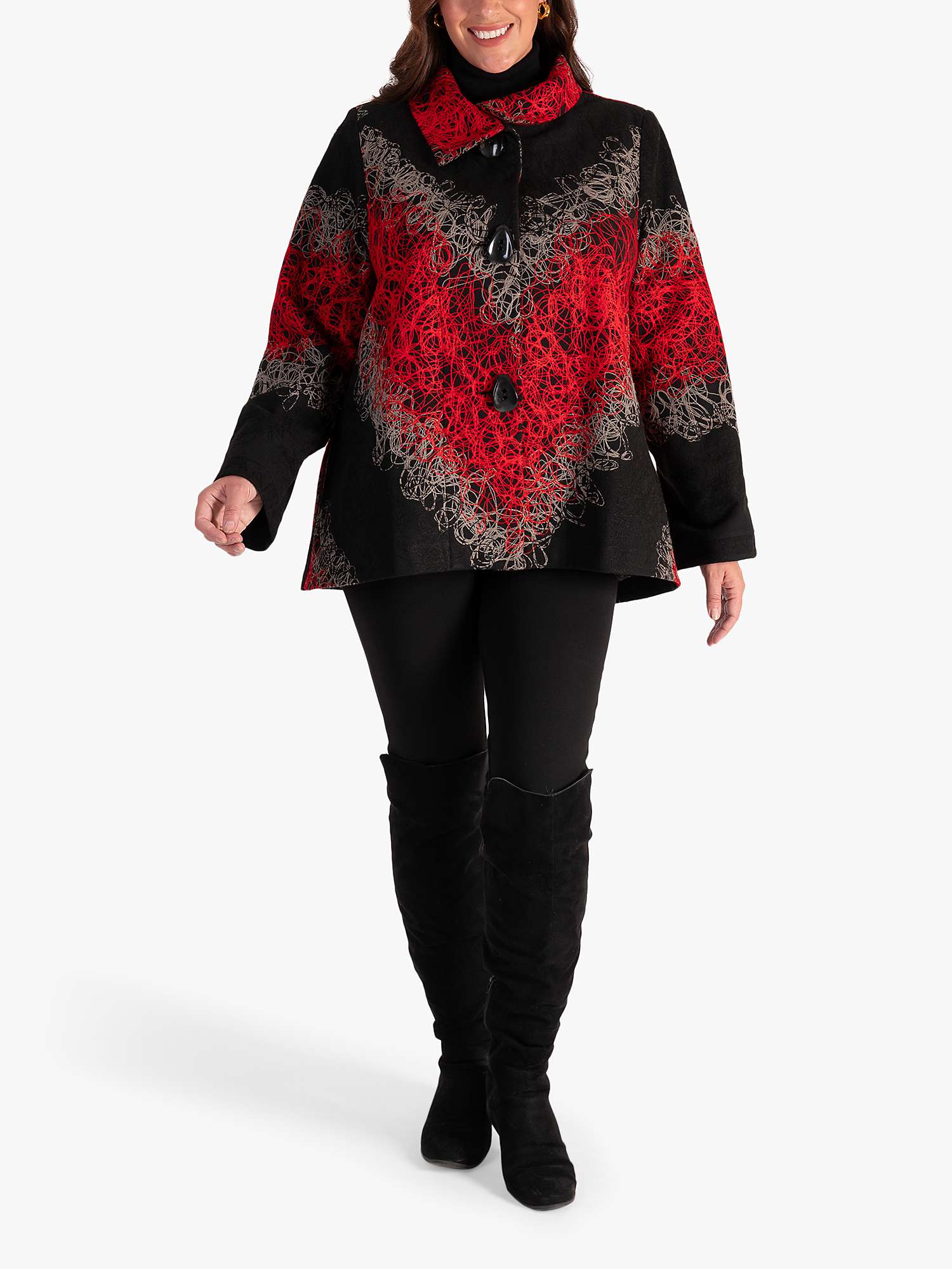 Buy chesca Scribble Embroidered Jacket, Black/Red Online at johnlewis.com