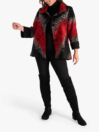 chesca Scribble Embroidered Jacket, Black/Red