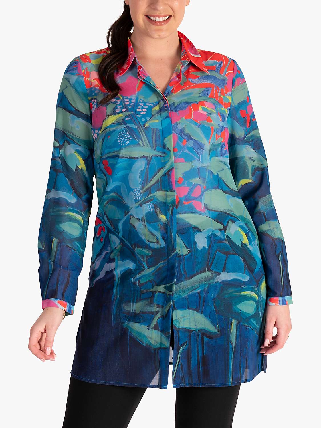 Buy chesca Floral Sheer Shirt, Aqua/Multi Online at johnlewis.com