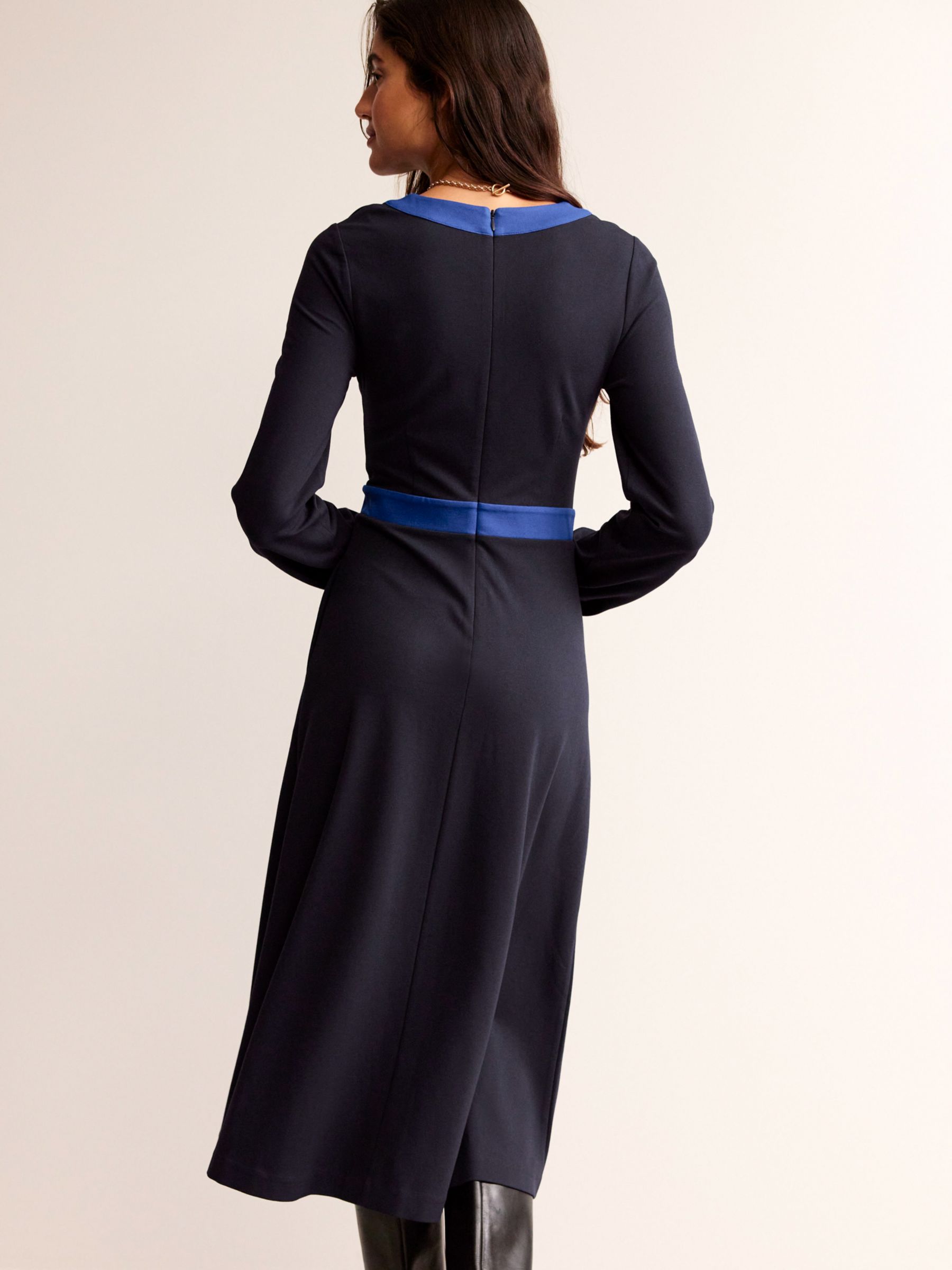 Boden Womens Mabel Dress UK 8P US 4P Navy Blue Lock & Key Print