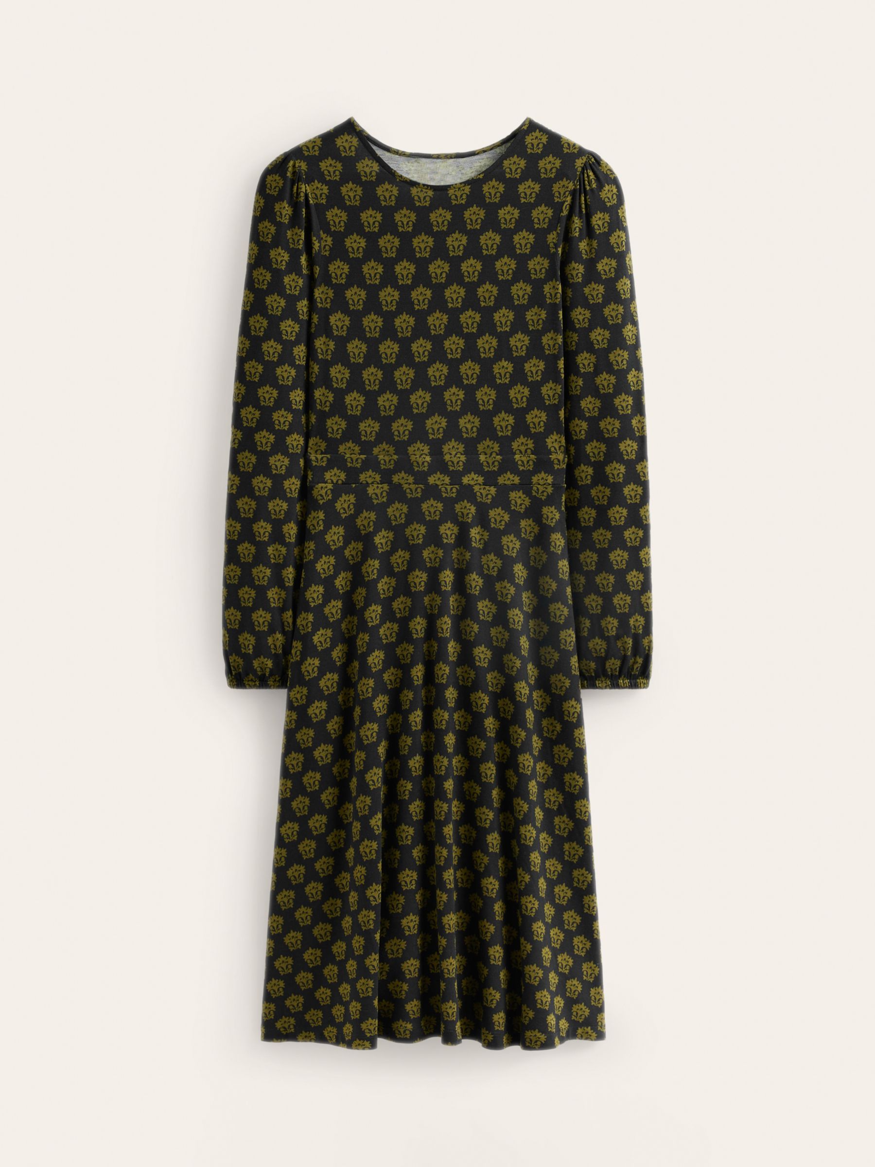 Boden Camille Jersey Midi Dress, Black/Lily at John Lewis & Partners