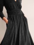 Boden Ruched Sparkle Midi Dress, Black