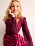 Boden Geometric Print Jersey Maxi Wrap Dress, Vibrant Pink