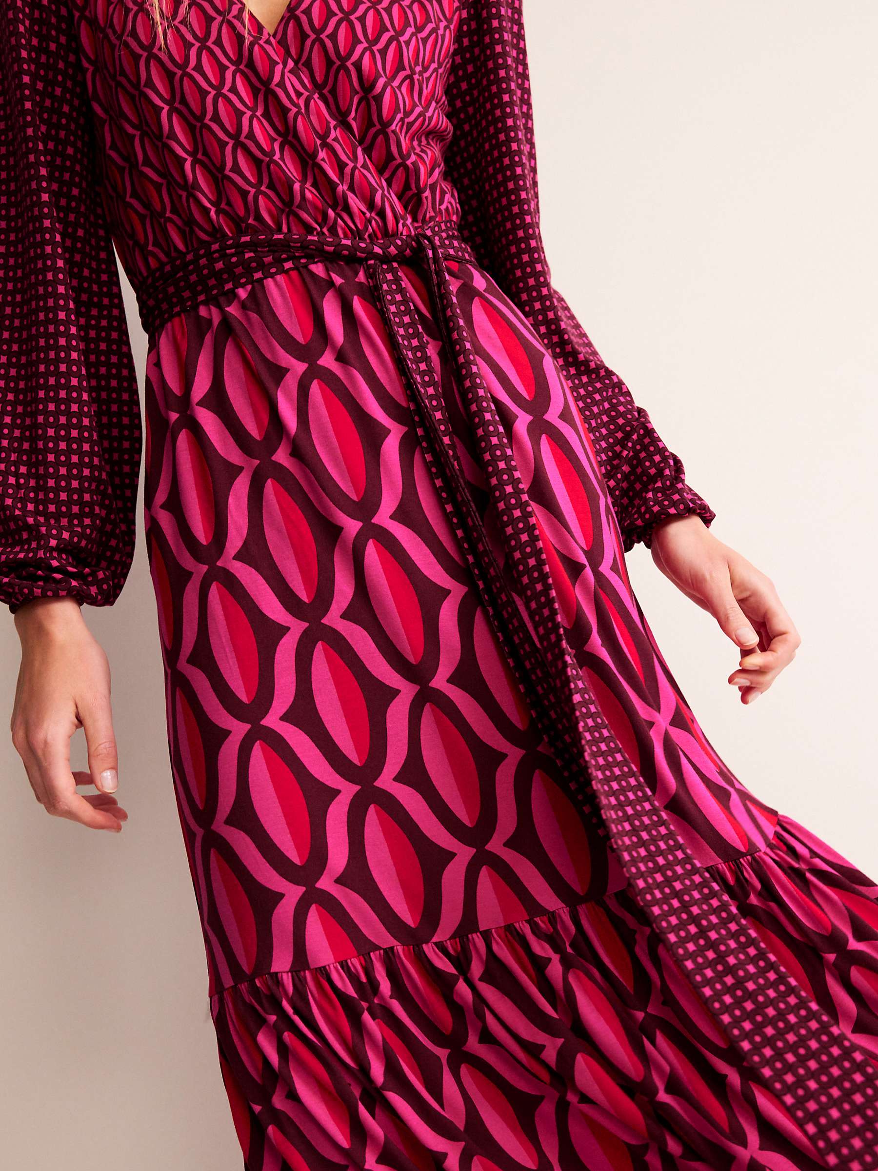 Buy Boden Geometric Print Jersey Maxi Wrap Dress, Vibrant Pink Online at johnlewis.com