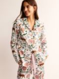 Boden Jungle Flora Print Cotton Sateen Pyjama Shirt, Ivory/Multi